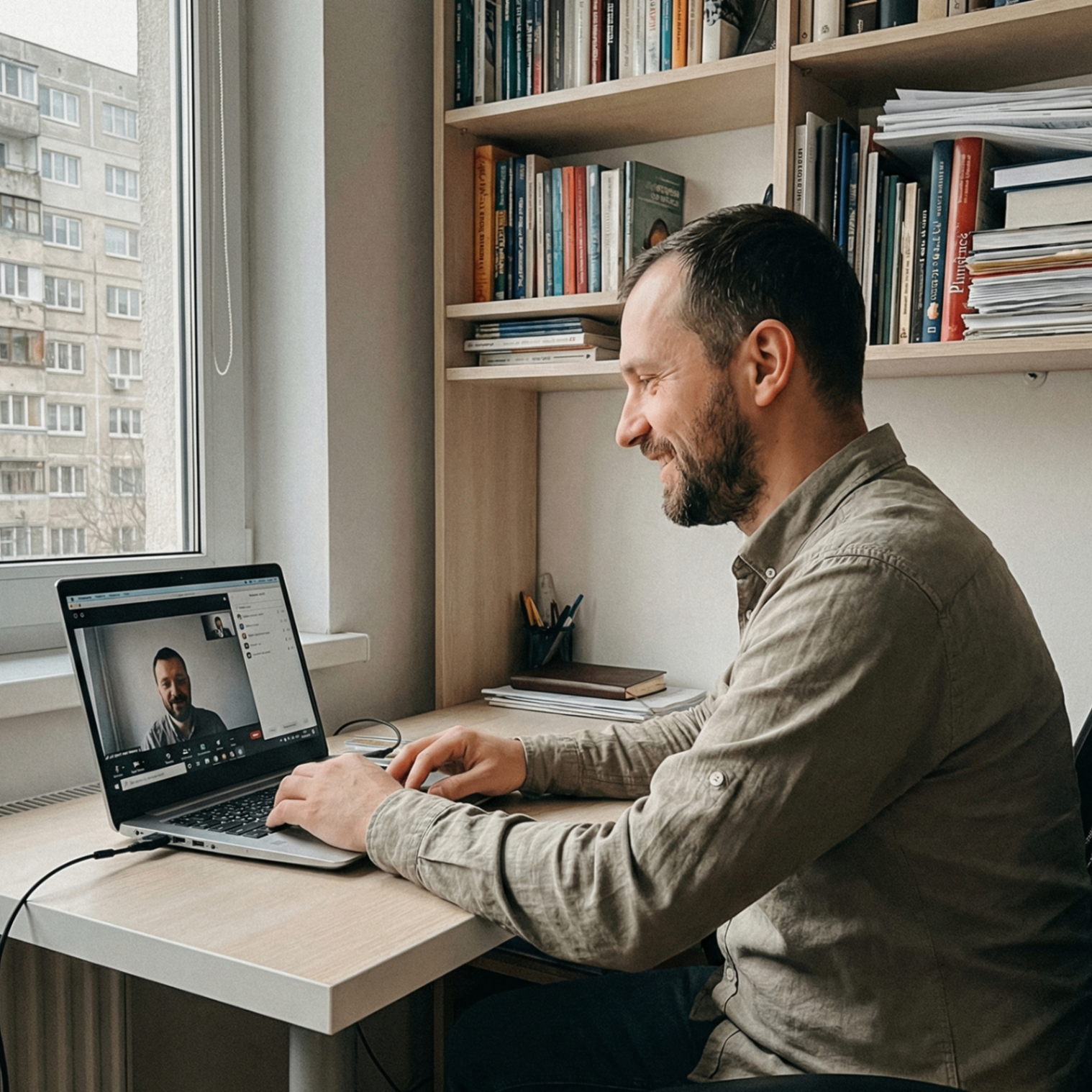 Korepetitorius veda pamoką internetu